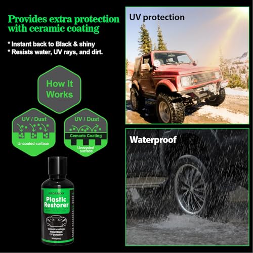 NADAMOO Plastic Restorer, Highly Concentrated Ceramic Coating for Cars, Back to Black Automotive Exterior and Interior Trim Scratch Remover Kit, Restore Faded Plastic, Vinyl & Rubber, 30ml - size: 30ml