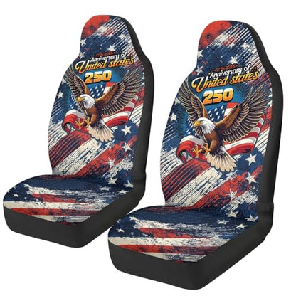 250th Anniversary of United States Car Front Seat Covers Patriotic Car Seat Cover Protector Front Seats Removable Automotive Accessories Suitable for Cars,SUV,Sedan - color: 250th Anniversary of United States