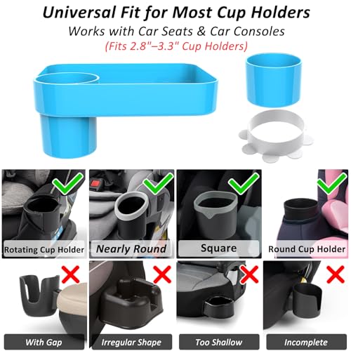 Car Seat Snack Tray for Kids, Mess-Free Square Travel Tray Cup Holder Snack Tray, Durable Car Food Tray for Toddlers, Universal Fit Kids Travel Road Trip Essentials (Sky Blue) - color: sky blue