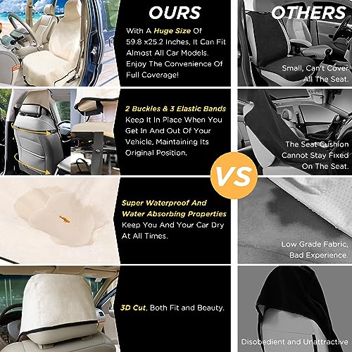 Waterproof Seat Cover Towel, Premium Sweat Carseat Protector, Perfect for Universal Anti-Slip Car Truck SUV Seat, Great for Surfing Yoga Gym Workout, Tan