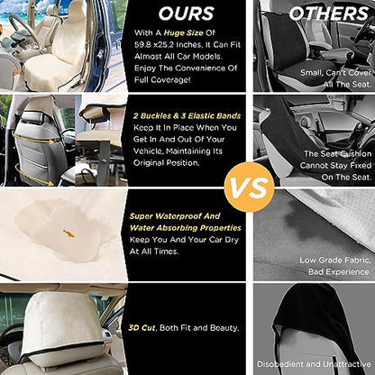 Waterproof Seat Cover Towel, Premium Sweat Carseat Protector, Perfect for Universal Anti-Slip Car Truck SUV Seat, Great for Surfing Yoga Gym Workout, Tan
