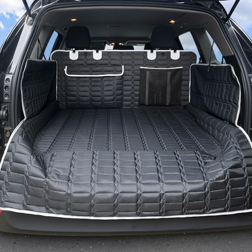 Reliadura SUV Cargo Liner for Dogs, Waterproof Dog Trunk Cover with Bumper Flap Protector, Pet Cargo Mat for SUVs Sedans Vans, Non-Slip Scratchproof Dog Seat Cover, Large Size Universal Fit - color: Grey