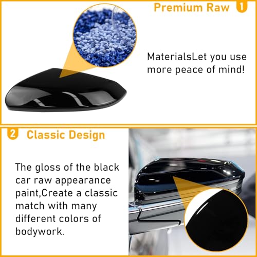Moonlinks Compatible with 2016-2021 Honda Civic Driver Side Mirror Cover Replacement,Glossy Black for 10th Gen Civic,2019-2022 Insight,Left Side Door Rearview Mirror Cap Trim(1PC) - size: 10th-Left Black