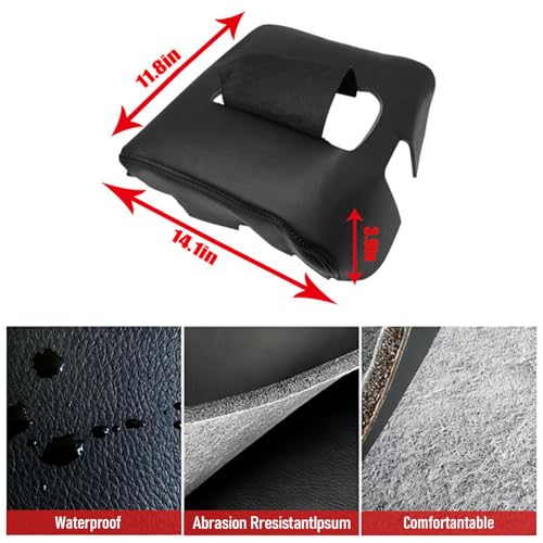 Priprilod Leather with Black Stitch Center Console Leather Lid Armrest Cover Replacement Black（#H3B or 4AA or H0U） Compatible with Chevy Silverado GMC Sierra 2014 2015 2016 2017 2018 - color: Black with Black Stitch