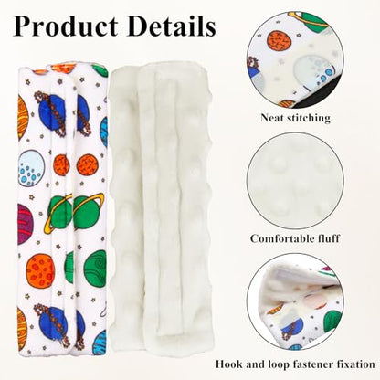 2-Pack Car Seat Strap Covers, Infant Seatbelt Covers, Velvety Soft Double-Sided Use Car Seat Shoulder Strap Pads for Infant Toddler, White Planet Design - color: White Planet