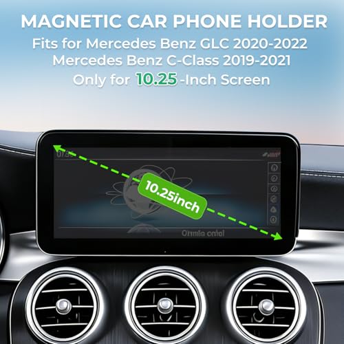 Car Phone Holder for Mercedes Benz GLC 2020-2022 & C-Class 2019-2021 (Only for 10.25-Inch Screen) 360° Rotation Magnetic Cell Phone Mount, Compatible with Magsafe, Does Not Affect Air Vent - style: Fit for 20-22 GLC & 19-21 C-Class, 10.25-Inch