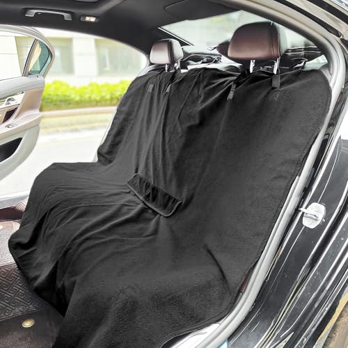 Back Seat Cover Waterpoof Rear Bench Towel Seat Cover for Gym Swimming Surfing Running, Non-Slip Rear Seat Protector Universal Fits Most Auto Truck Van and SUV (Bench Black) - color: Bench Black