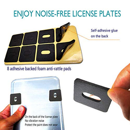 Aootf Anti Theft License Plate Screws- Rust Stainless Steel Plate Screw Resistant Security Tamper Resistant Machine License Plate Bolt License Plate Frame Fastener, Black Caps, Anti-Rattle Pad - color: 4PC Anti Theft-M-Black