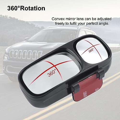 LivTee Blind Spot Mirror, Double Adjustable Mounted Blindspot Mirror HD Glass Wide Angle View, Universal, Left - size: Double-Left