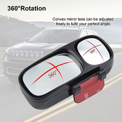 LivTee Blind Spot Mirror, Double Adjustable Mounted Blindspot Mirror HD Glass Wide Angle View, Universal, Left - size: Double-Left