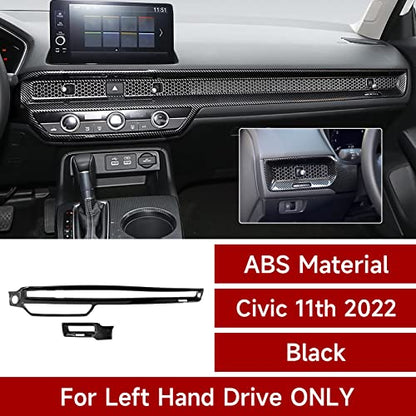 Center Console Dashboard Cover Decals for 2022-2025 Honda Civic 11th Gen Accessories ABS Carbon Fiber Interior Stickers - color: Center Dashboard Cover Trim