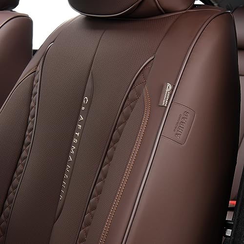 Coverado Car Seat Cover Front Seats, Brown Seat Covers Front Seats, Nappa Leather Waterproof, Car Seat Cushion, Car Seat Protector Universal Fit Most Cars - color: Z-Brown, size: Front