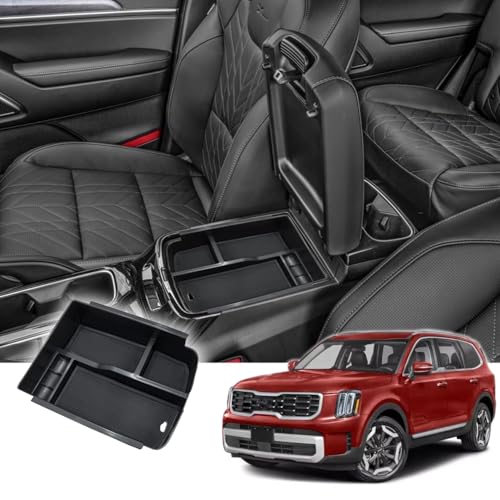 Compatible with Kia Telluride 2026-2020 Center Console Armrest Storage Tray Box ABS Insert Organizer Glove Console Separation Glove Pallet Phone Holder Full Cover - size: for Telluride 2020-2026