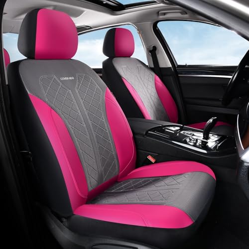 Coverado Car Seat Covers 2-Pack, Luxury Front Seat Covers, Automotive Car Seat Protectors, Pink Seat Covers Universal Fit for SUVs, Trucks, Sedans - color: A-Rose&Gray, size: FrontPair