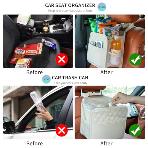 FrgKbTm Car Seat Back Hanging Bag Car Document Holder Multi-Pocket Bottle Bag Storage Box Organizer Travel Tidy Pouch Pocket Kids Beige - color: Beige C