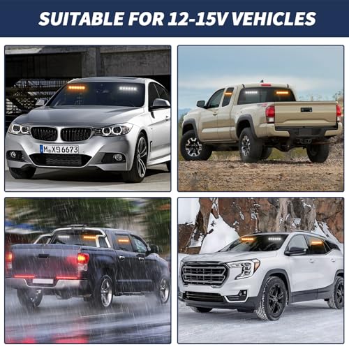 4X 6.1 inch Emergency Strobe Traffic Advisor Light Bar,24 LED Waterproof Flashing Safety Dash Front/Rear/Side Windshield/Grille Lights for Construction Vehicles Tow/Plow Trucks(Amber/White) - color: Amber/White