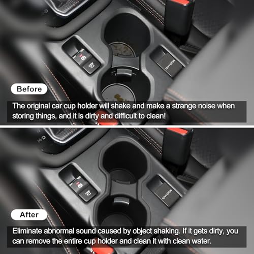 smabee Center Console Cup Holder for Subaru Forester 2025 2026 TPE Drinks Holder Box Organizer Car Interior Accessories Black - size: Center Console Cup Holder Insert