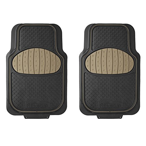 FH Group Heavy-Duty Car Mats - Universal Fit, Trimmable Rubber Floor Mats, Sedans, SUVs, Trucks - Beige - color: Beige