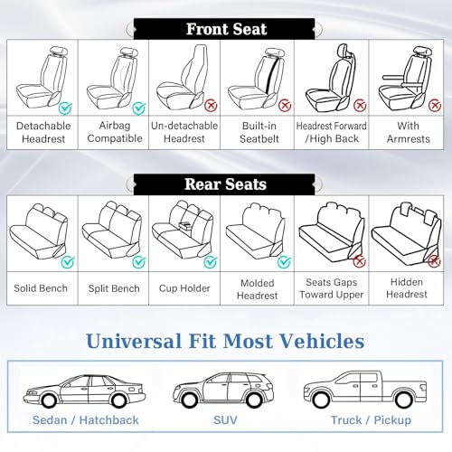 Coverado Car Seat Covers Full Set, Luxury Faux Leather Waterproof Seat Cover, Front and Back Car Seat Protector, Universal 5 Seat Leather Seat Cushion, Carseat Cover Fit Most Cars, Coffee - color: A-Coffee, size: Fullset