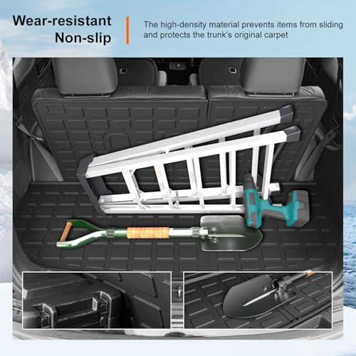 powoq Cargo Liner Compatible with 2020-2025 Hyundai Palisade Backrest Mat TPE Behind 3rd Row Replacement for 2020 2021 2022 2023 2024 2025 Hyundai Palisade Accessories (Trunk Mat with Backrest Mat) - size: Compatible With Palisade | 2020-2025