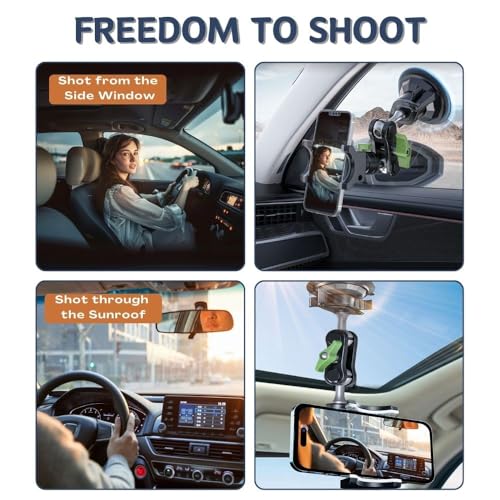 Suction Cup Phone Mount, Ultra-Stable Phone Holder for Vlog Shooting, 360 Rotation for Windshield, Roof Glass, Car Window, Fit for All Smartphones - style: Standard