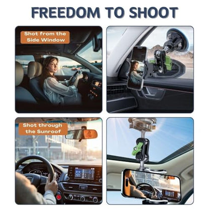 Suction Cup Phone Mount, Ultra-Stable Phone Holder for Vlog Shooting, 360 Rotation for Windshield, Roof Glass, Car Window, Fit for All Smartphones - style: Standard