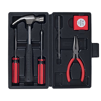 Stalwart - 75-HT1007 Household Hand Tools, Tool Set - 6 Piece by , Set Includes – Hammer, Screwdriver Set, Pliers (Tool Kit for the Home, Office, or Car) Black - color: Red