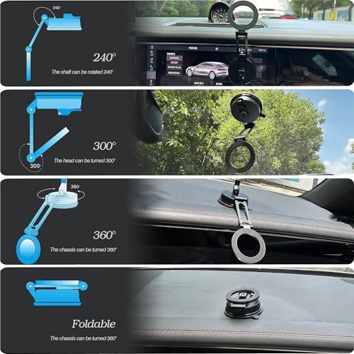 WIWU for MagSafe Car Mount Magnetic Phone Holder 360°Rotation Suction Cup Phone Mount for Car Foldable Adjustable Stable Cradle Compatible with iPhone 17/16/15/14/13/12 Series Android