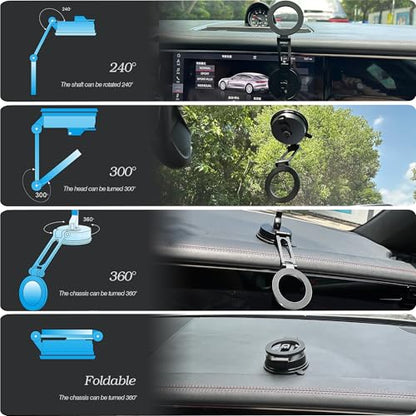 WIWU for MagSafe Car Mount Magnetic Phone Holder 360°Rotation Suction Cup Phone Mount for Car Foldable Adjustable Stable Cradle Compatible with iPhone 17/16/15/14/13/12 Series Android