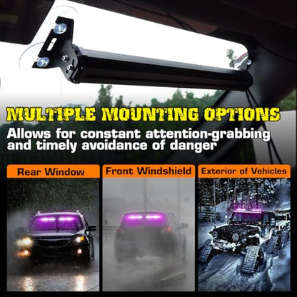 2x17.7 Emergency Flashing Warning Strobe Lights Bar w/Digital Display Controller 20 Flash Patterns Interior Safety LED Traffic Advisor Strobe Light for Trucks Vehicles (Purple/White) - color: #10 Purple/ White