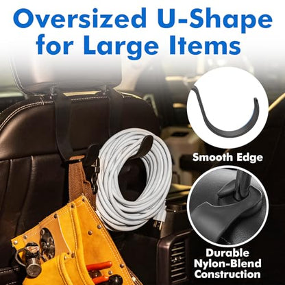 Travel Depot XL Hard Hat Holder for Truck, Heavy-Duty Headrest Hooks, Seat Back Organizer for Hard Hats, Bags & Gear, Universal Truck & Car Headrest Organizer, 2-Pack - size: 2 Pack