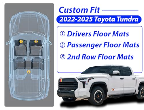Carbon Fiber Floor Mats for Toyota Tundra 2022-2024 2025 CrewMax Cab Accessories,TPE All Weather Protection Floor Mats,Custom Fit 1st&2nd Row Car Floor Liners Set,Heavy Duty Accessories - size: Toyota Tundra 2022-2025