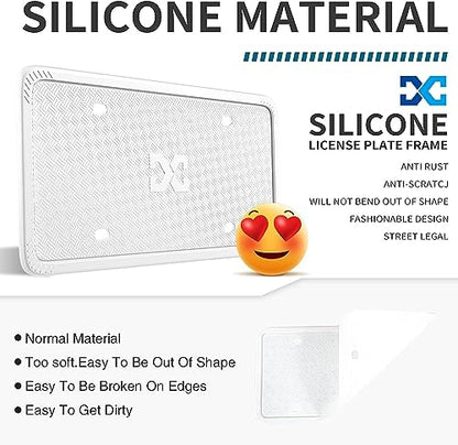 XCLPF Silicone White License Plate Frame Covers 1 Pack- Front and Back Car Plate Bracket Holders. Rust-Proof, Rattle-Proof, Weather-Proof (White) - color: 1 Pack White