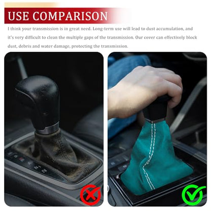 Car Shift Boot Cover, Stick Shift Cover, Suede Leather Manual Automatic Car Shifter Lever Knob Dust Protector, Dustproof Gear Shift Protection Sleeve Gaiter for Sedan Truck (Light Blue White) - color: Light Blue White