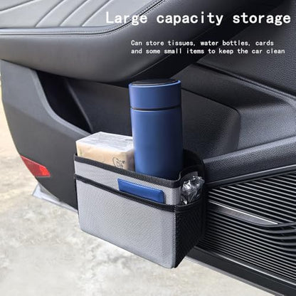 Car Trash Can, Foldable Multifunctional Hanging Storage Box Trash Can with a Roll of Garbage Bag, Multi Pocket Design Suitable for Car, Home and Office (Black) - color: black