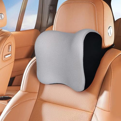 Ultra Soft Car Headrest Pillow, Car Pillow for Driving with Adjustable Strap, 100% Memory Foam Neck Cushion, Breathable Removable Cover & Ergonomic Design - Car Neck Pillow(Moonlight-Silver, 1PC) - color: Silver