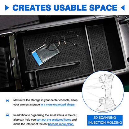 Autorder Center Console Organizer for 2021 2022 2023 2024 2025 2026 Kia K5 GT Line Accessories Armrest Storage Box Secondary Insert Tray with Black Mat - size: 2021-2026 Kia K5 GT Line