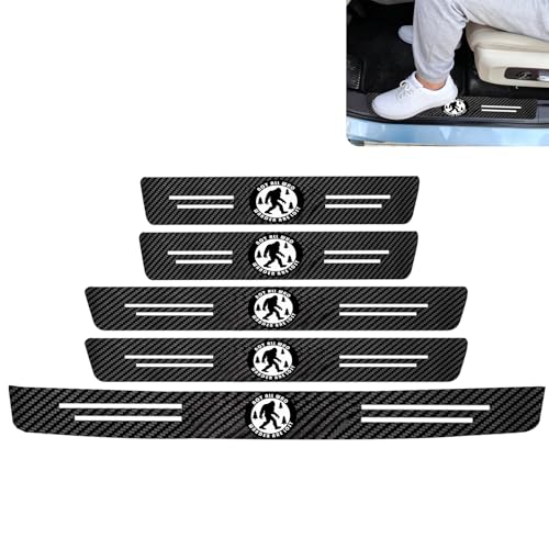 Bigfoot 5PCS Car Door Sill Protector,Carbon Fiber Leather Door Sill Sticker,Decor Doors Sill Scuff Plate Sticker for All Car Models,Sasquatch Gifts for Men Women,Big Foot Car Accessories Decor - color: Bigfoot
