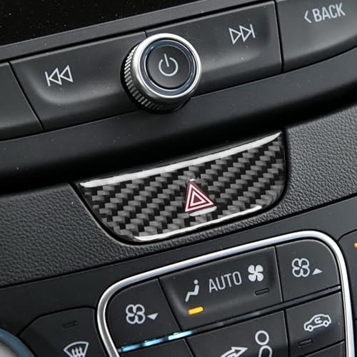Black Carbon Fiber Compatible with Chevrolet Malibu 2016-2025 2017 2018 2019 2020 2021 2022 2023 2024 Accessories Car Hazard Warning Flasher Light Switch Cover Interior Trim Decal - color: Dash Warning Light Button