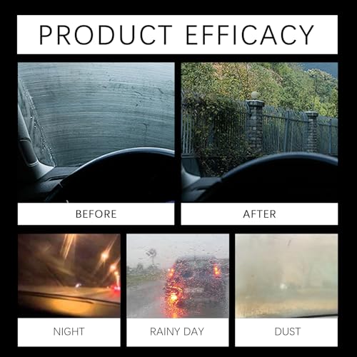 Windshield Cleaner – 2-Pack Car Glass Oil Film Cleaning Kit with Scrubber Pads, Microfiber Towels & Cleaning Liquid for Clear, Streak-Free Driving