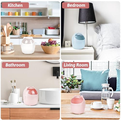 3 Pack Cute Mini Trash Can, Small Desk Trash Can with Lids, Countertop Tiny Garbage Cans with 180 Trash Bags and 3Pcs Stickers, Kawaii Plastic Waste Bin for Bathrooms Kitchen Office - color: Style 2, 3Pcs