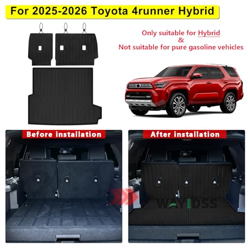 Cargo Mat with Backrest Protection for 2025 2026 Toyota 4Runner (Only for Hybrid), TPE All Weather Protection Cargo Liner with Velcro Rear Seats Backrest car 4runner 6th gen Accessories-Black - size: For 2025 4runner 2-ni-1 cargo mat（Hybrid）