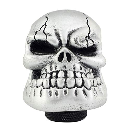 Silver Skull Manual Automatic Gear Shift Knobs - color: Silver