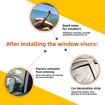Window Visors Compatible with 1997-2001 Honda CR-V CRV Front+Rear JDM Smoke Sun/Rain Guard Outside Mount Tape-On 4pcs - size: 97-01 CRV