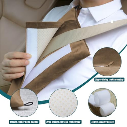 Super Soft Seatbelt Pillow, Seat Belt Pillow for Mastectomy Post-Surgery, Seat Belt Cushion for Heart Surgery Recovery, Hysterectomy Abdominal Incision Recovery Seatbelt (Brown, Large) - color: Brown