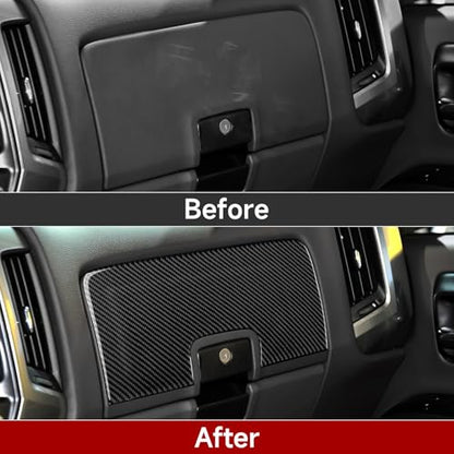 Car Carbon Fiber Decal Copilot Dashboard Sticker Interior Cover Trim for Chevrolet Silverado/GMC Sierra 1500 2500HD 3500HD 2014-2018 Accessories - color: Copilot Dashboard
