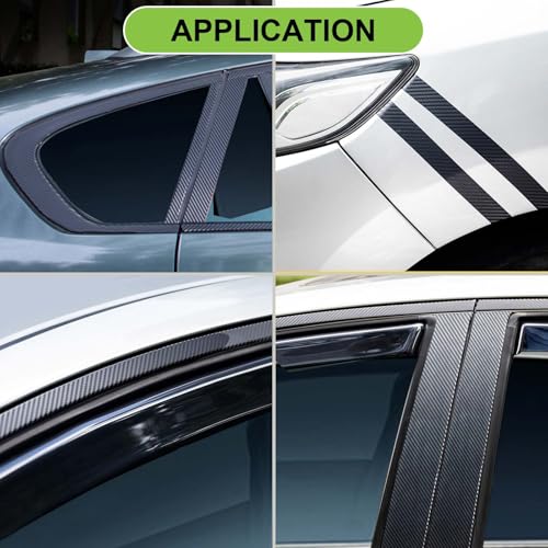 Spurtar Carbon Fiber Wrap Black Vinyl Wrap for Cars, 2 Inch x 20 ft Universal Chrome Delete Dry Carbon Fiber Tape Car Door Edge Guards Vehicle Detailing Tape Overlay Vehicle Exterior Accessories - size: 2 Inch x 20 ft
