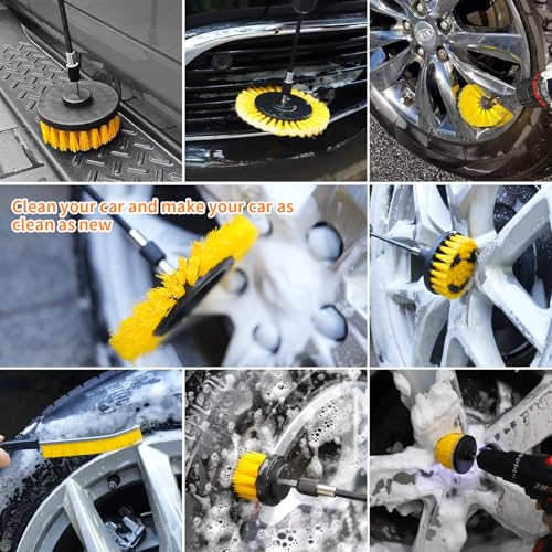 10 Pack Drill Brush Attachment Set, Drill Scrubber Brush Kit, Drill Cleaning Brush, Scrub Brush for Grout Floor Tub Shower Bathtub Tile Sink Toilet Bathroom Kitchen Car Yellow - color: Yellow