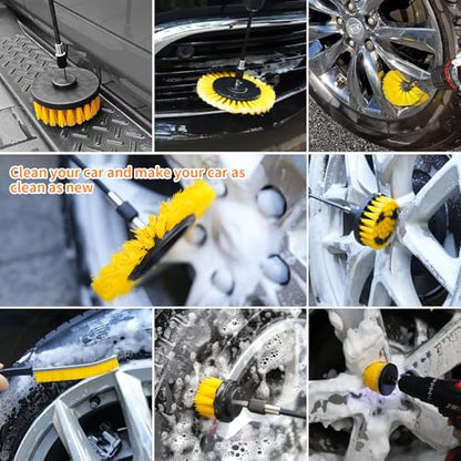 10 Pack Drill Brush Attachment Set, Drill Scrubber Brush Kit, Drill Cleaning Brush, Scrub Brush for Grout Floor Tub Shower Bathtub Tile Sink Toilet Bathroom Kitchen Car Yellow - color: Yellow