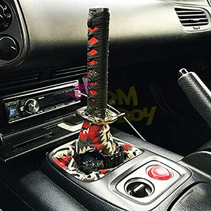 JDMBESTBOY Samurai Sword White Red Shift Knob Shifter Alloy Katana Adapters Universal 20cm - color: White Red, size: 20cm